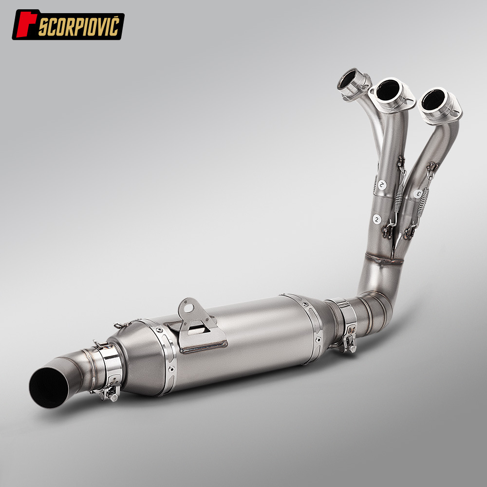 MT09 full exhaust system modification, XSR900 bottom exhaust with drum front section exhaust pipe, Arrow brand AR rear silencer