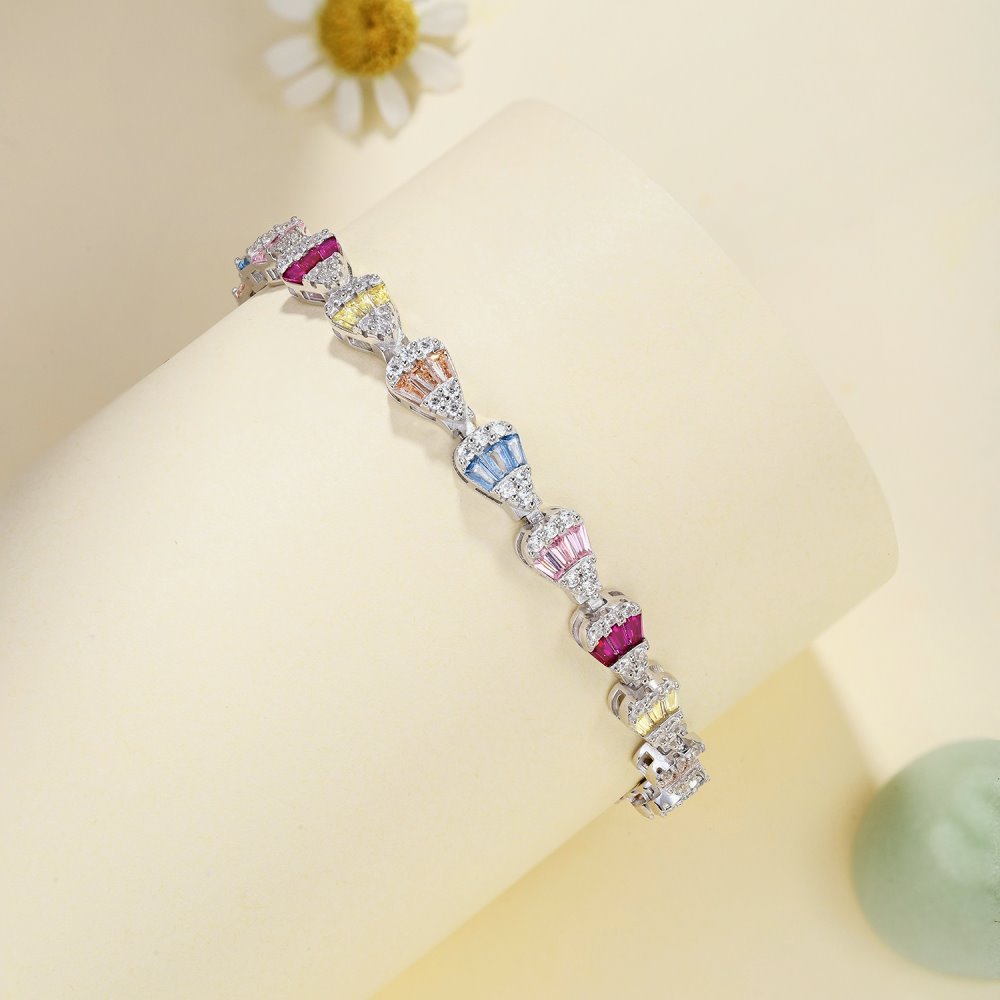 40g Weight Zircon Inlay Material Tennis Bracelet Classification 1 Piece Quantity Banquet, Party Occasion 925 Sterling Silver Material Geometric Pattern Women's Gender Plating, Inlay Design Elegant, Luxurious, Shiny Style 925 Sterling Silver Tennis Bracelet Elegant Luxurious Shiny 7