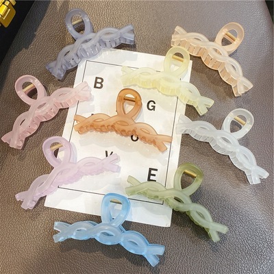 ins糖果色磨砂抓夾設計感麻花發抓盤發夾子少女後腦勺發卡發飾品