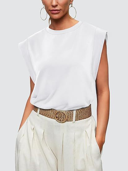 210g Weight Sleeveless Sleeve Length Pullovers Placket Type Raglan Sleeve Sleeve Type Cotton Fabric Type Long Top Length T-shirt Tops Type Holiday, Daily Occasion Round Neck Neckline Loose Fit Type Stripe, Solid Color Pattern Summer, Spring Season Women's Gender Casual Style Wholesale Women's Casual Stripe Solid Color Sleeveless T-Shirts 5