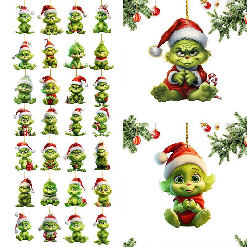 Cross-Border New Grinch Green Monster Pendant Christmas Decoration 2D Christmas Tree Decoration Acrylic Pendant Cross-Border New Grinch Green Monster Pendant Christmas Decoration 2D Christmas Tree Decoration Acrylic Pendant