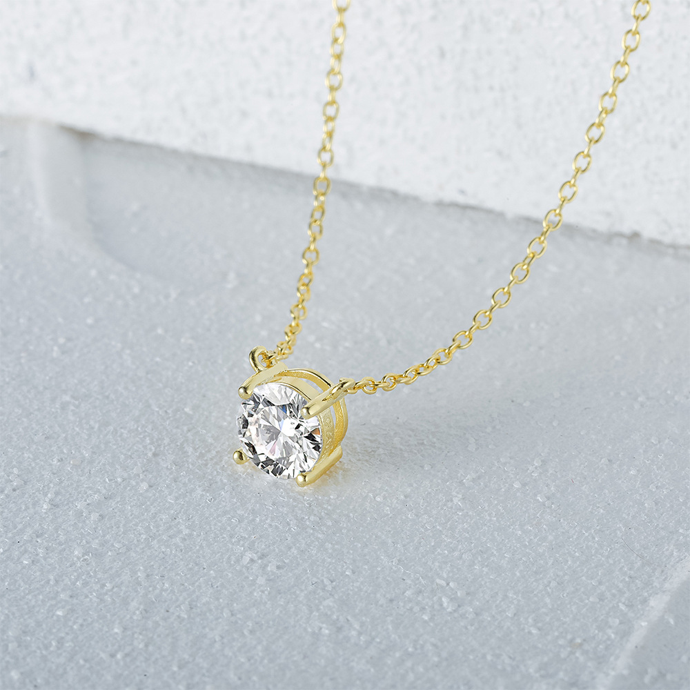 cable chain Chain Type 925 Sterling Silver Zircon Cable Chain Plating Geometric Pendant Necklace