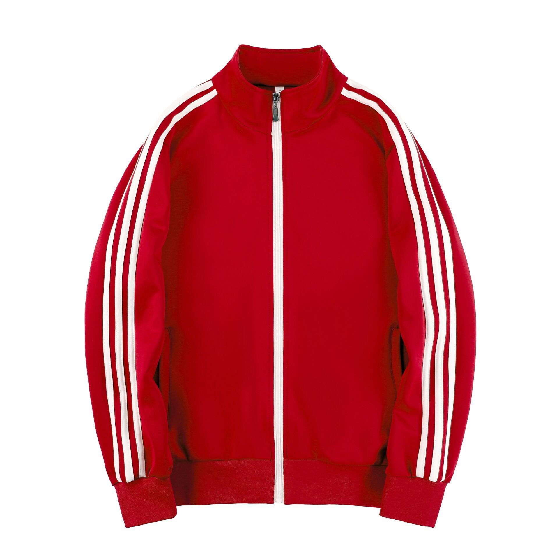 Primavera y otoño transfronterizos chaquetas deportivas parejas americanas de moda casuales de tres barras suéter chaqueta de béisbol de mujer