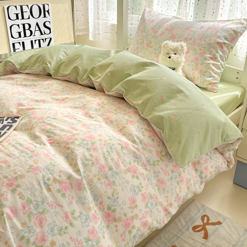 Ropa de cama de tres piezas de algodón para dormitorio de estudiantes, sábana de algodón 100%, funda de edredón, funda de edredón de algodón individual, sábana nueva