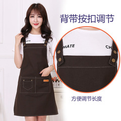 New Style Polyester-Cotton Canvas Kitchen Apron with Belt Advertising Logo, Japanese and Korean Simple Design, Stain-Proof Restaurant Work Apron