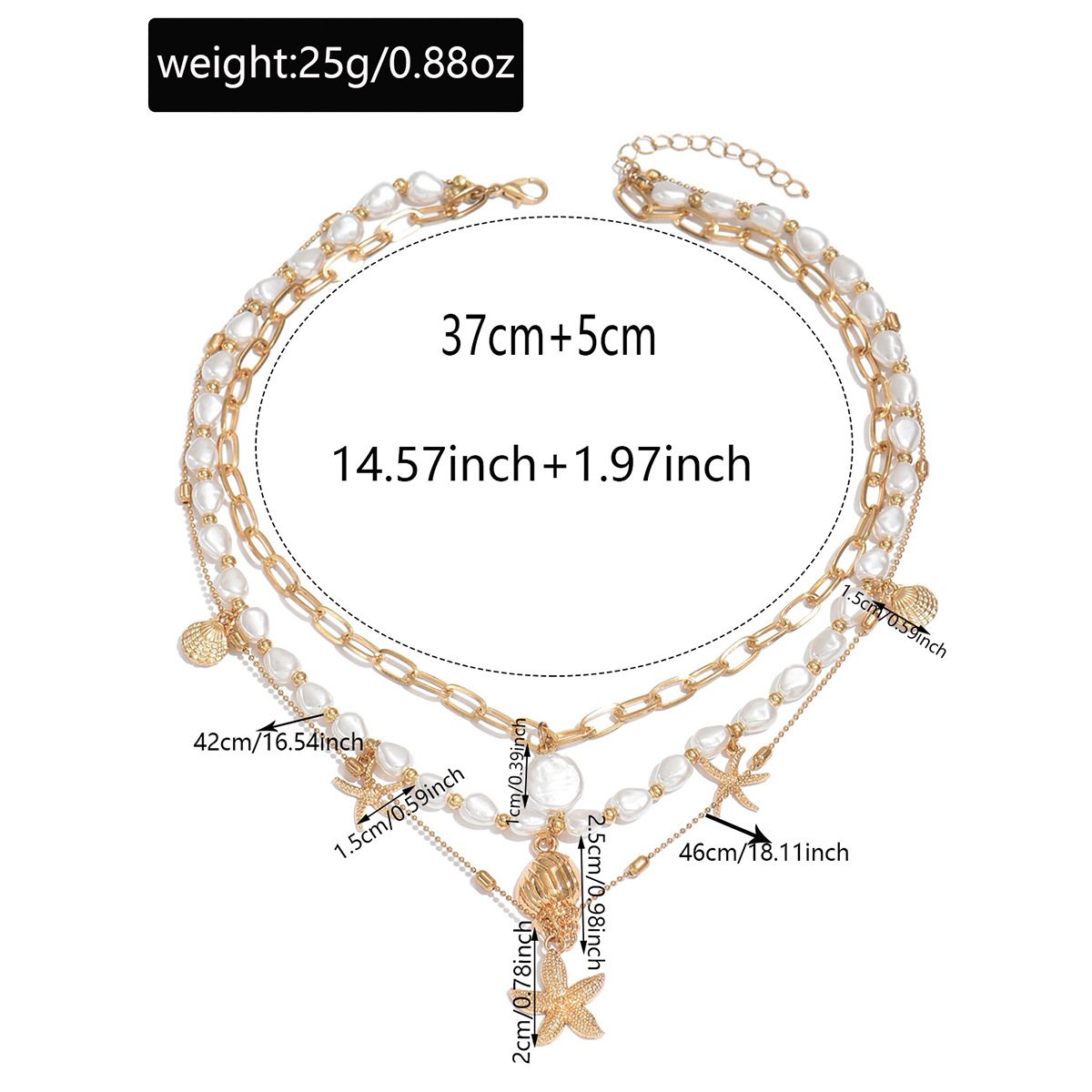 Layered Starfish And Conch Shell Necklace For Women Beach Style_voghion.com
