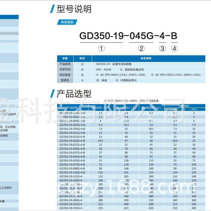 GD300-19-220G-4 英威腾起重机专用变频器