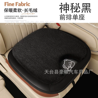Classroom Car Plush Long Sitting | Wool pad - bear-style-mysterious-black-square-cushion