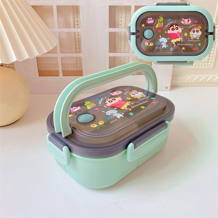 Caja de almuerzo de puntada japonesa caja de almuerzo portátil de estudiante trabajador de oficina caja de almuerzo de gran capacidad de doble capa