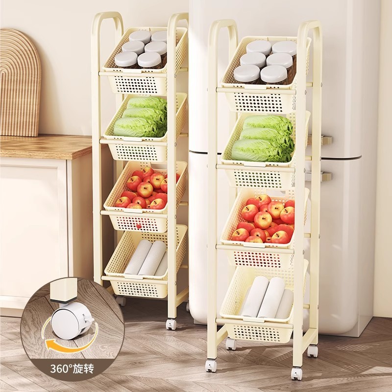 フルーツ収納バスケット、野菜収納ラック、スナック収納ラック、隙間整理ラック、家庭用大容量層状収納ラック|undefined