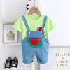 Children's cartoon summer short sleeve T-shirt for leisure, suspenders, set, season 2021, with short sleeve