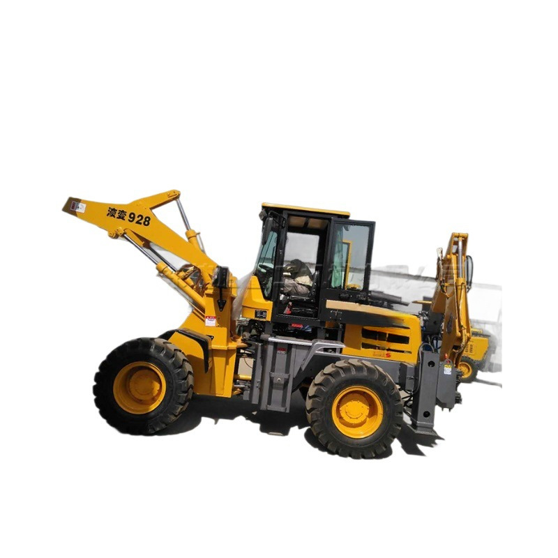 Excavadora de ruedas hidráulica de deslizamiento de mina para huerto de jardín Máquina todo en uno de carga frontal y carga trasera