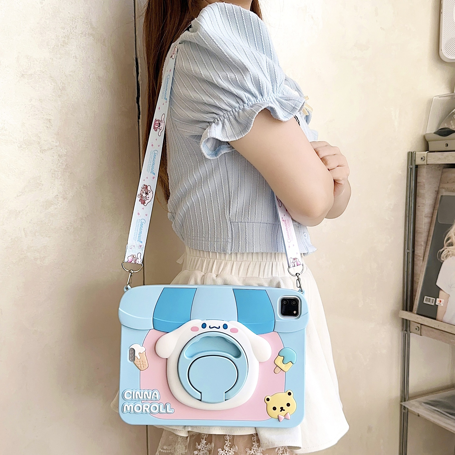 Cute Cartoon Cinnamon Dog Suitable for Apple iPad Tablet Protective Case Pro Crossbody Mini Stand Air Silicone Soft