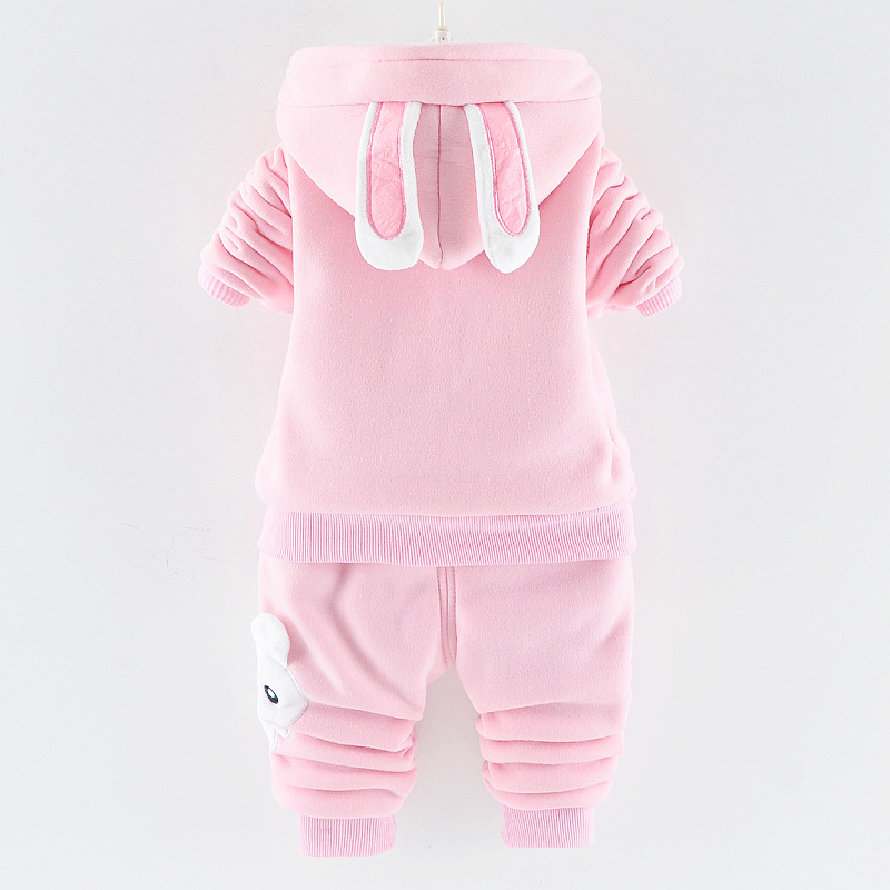 Children's clothing set for boys girls, plush thickened autumn and winter 2023 new style with hat, western-style_voghion.com