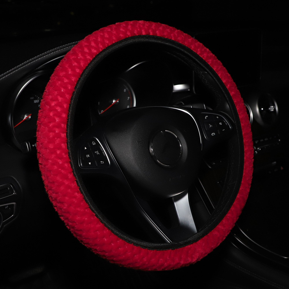 Cubierta del volante del coche de felpa corta invierno pequeño terciopelo sin anillo interior banda elástica cubierta de la manija transfronteriza AliExpress Amazon
