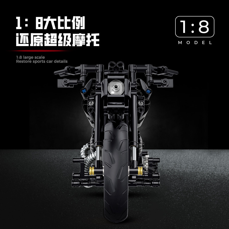 Doble altura 1: 8 tecnología motocicleta Harley Duke mecánica tecnología de construcción de bloques de moda juegos de ensamblaje juguetes de regalo para niños
