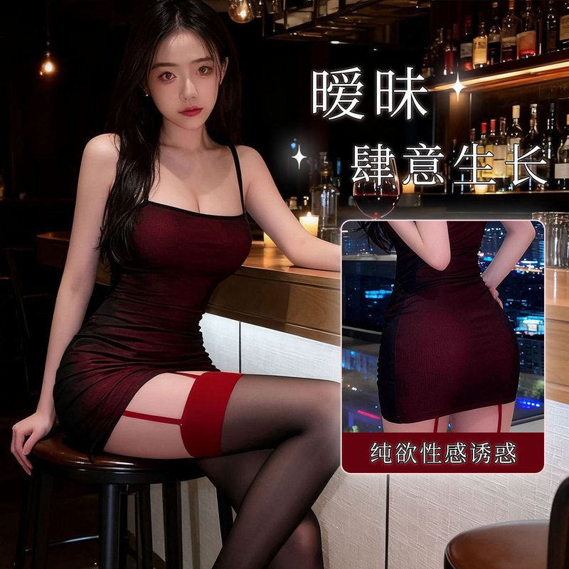 New Style Spaghetti Strap Bodycon American Hot Girl Fashion Outfit, Feminine Figure, Solid Color Elastic Tight Dress, Sexy