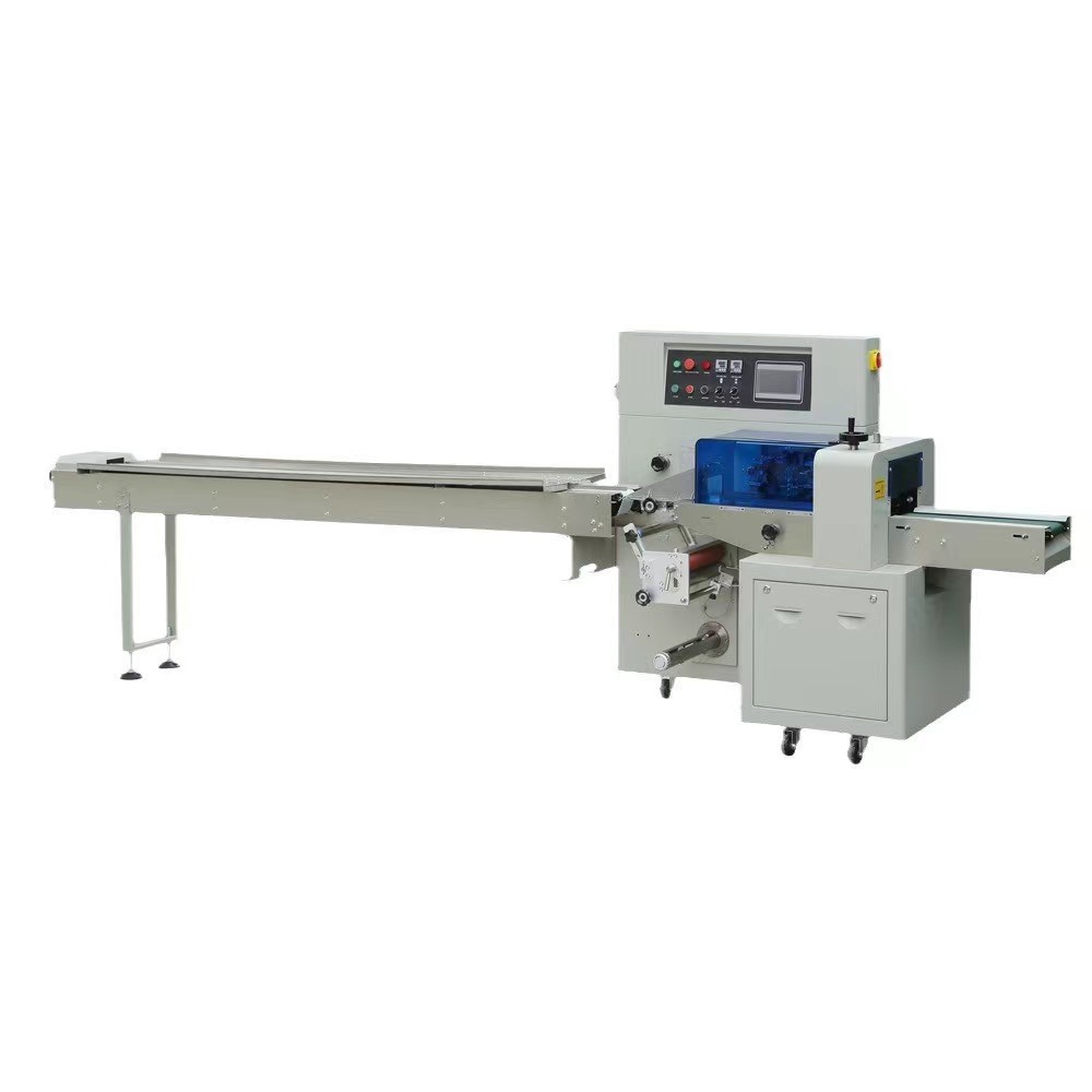 Máquina de envasado tipo almohada totalmente automática para verduras, frutas, ferretería, pan, pasteles de luna, máquina de embolsado para alimentos, juguetes y galletas.