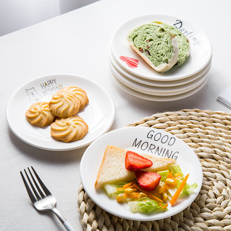 Small Plate Bone Dish Home Dish Plate 6inch Small Bone Holder Scandinavian Ceramic Dining Table Garbage Plate Bone Dish