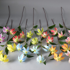 仿真花3頭火焰百合 婚慶場景布置家居裝飾人造花拍攝道具廠家批發