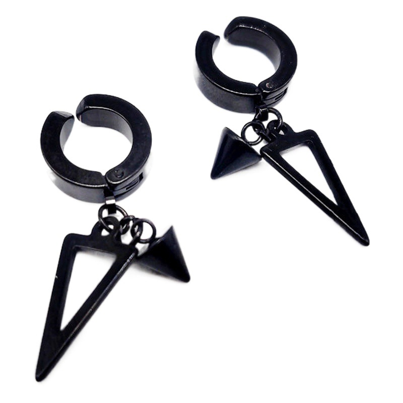 Directo de fábrica corto triángulo puntiagudo cono oído clip personalidad sin oreja hebilla solo moda hombres calle Corea del Sur pendientes