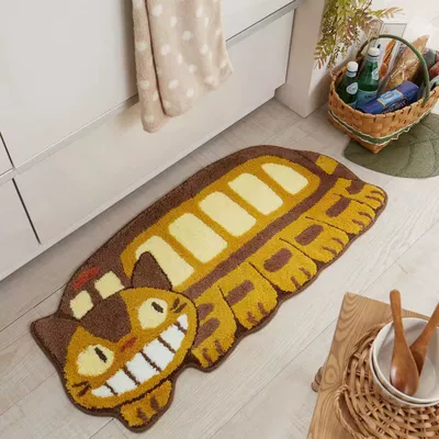 Avtomobil döşəmə paspasları Animation Surrounding Totoro Bus Mat - orange-totoro-special-shape-50100cm-imitation-cashmere-material
