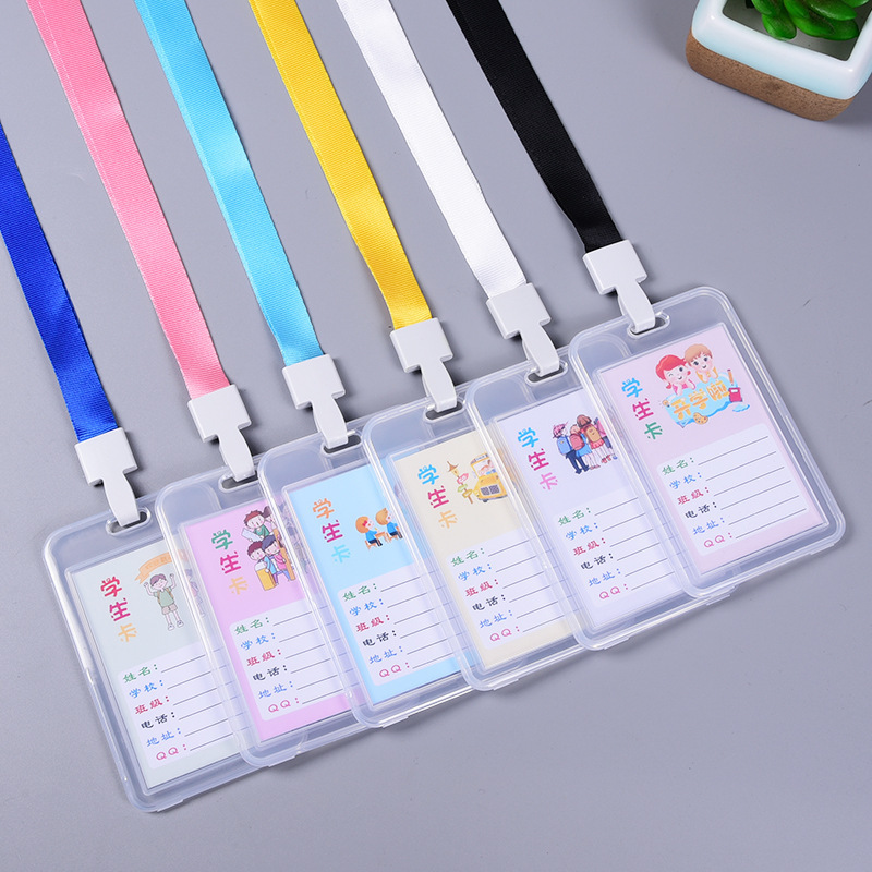 Plastic transparent hard card holder wholesale lanyard school card badge kindergarten student card employee badge listing protective cover