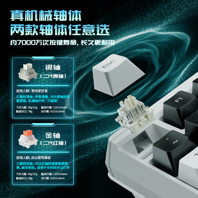 Teclado mecánico T98 personalizado teclado cableado lámpara eje base en caliente enchufable de oficina juego de deportes electrónicos universal