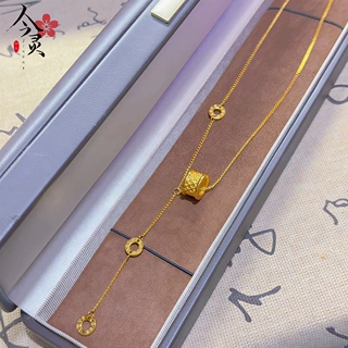 沙金大版路路通流苏项链 小众时尚轻奢锁骨链送女友可调节锁骨链