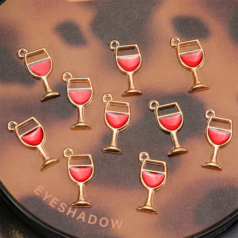 10 Pieces Simple Style Wine Glass Alloy Enamel Pendant Jewelry Accessories display picture 5
