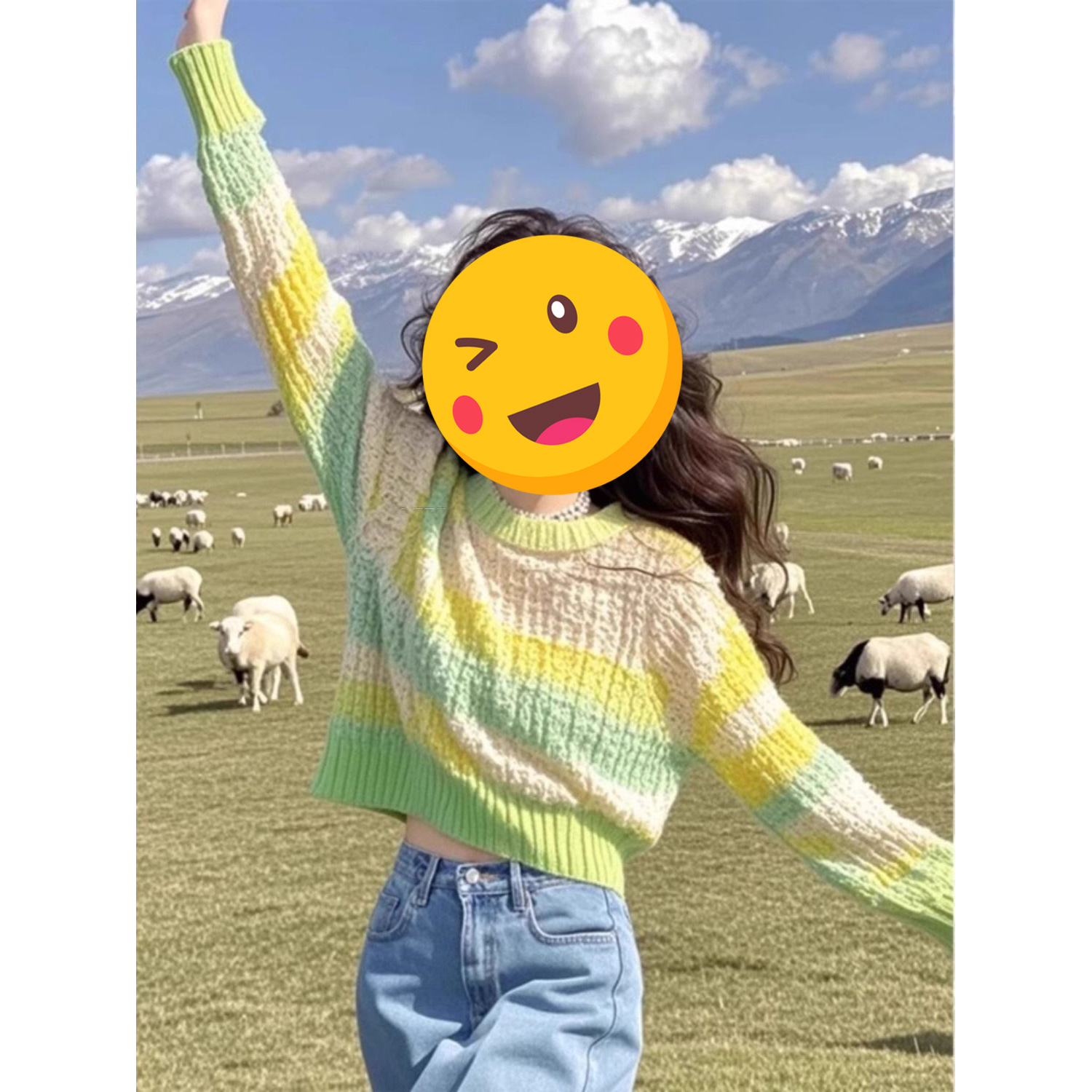 2025 Early Autumn New Style Small Lazy Style Vigorous Girl Style Yellow Green Sweater Knitted Sweater Women's Short Top