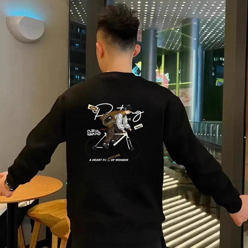 Autumn and Winter New Trendy Brand Handsome Printed Sweatshirt Men's Round Neck Heavy High-End Casual Fashion Bottoming Shirt Top Autumn and Winter New Trendy Brand Handsome Printed Sweatshirt Men's Round Neck Heavy High-End Casual Fashion Bottoming Shirt Top