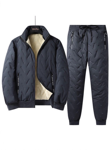 Men's sporty set of 3 pieces, winter cotton jacket, loose cashmere cotton robe, vest, and pants