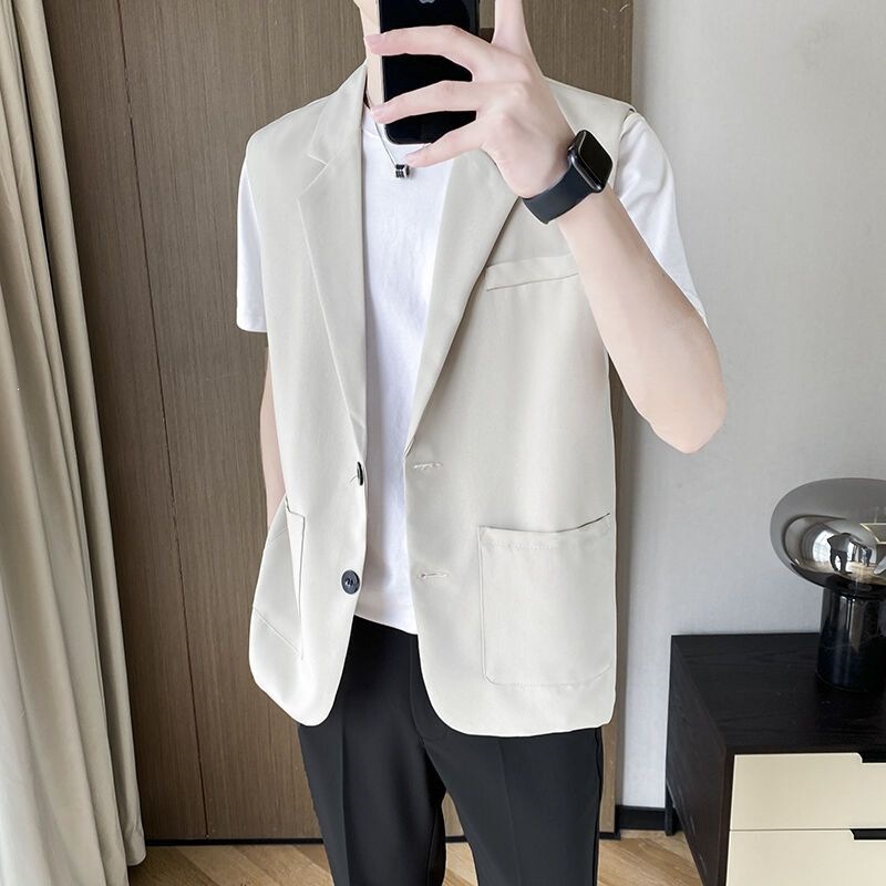 Men's Summer Suit Set, New Style, Light and Mature Fashion, Slim Fit Sleeveless Blazer, Casual Versatile Men's Vest