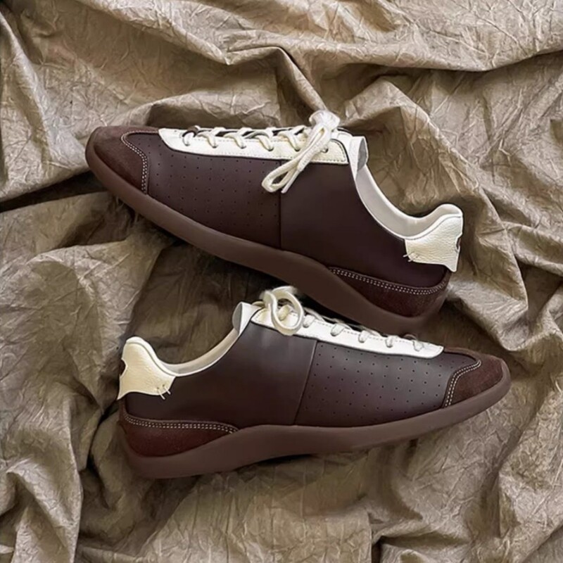 Retro Brown Ballet Training Shoes for Women 2025 New Color Matching Lace-Up Sports Casual Soft Sole Forrest Gump Shoes for Women