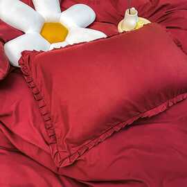 简约色红色磨毛四件套床笠款被套床单三件套学生宿舍床上用品包邮
