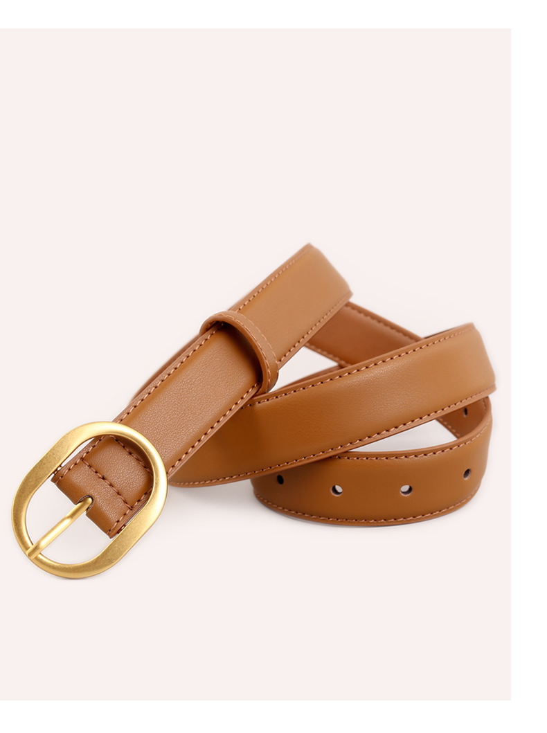 Ceinture en cuir véritable pour femmes, boucle à aiguille, mode polyvalente, pour jeans, loisirs, banlieue, noir, tendance, Stock pour femmes, nouvelle collection 2024_voghion.com