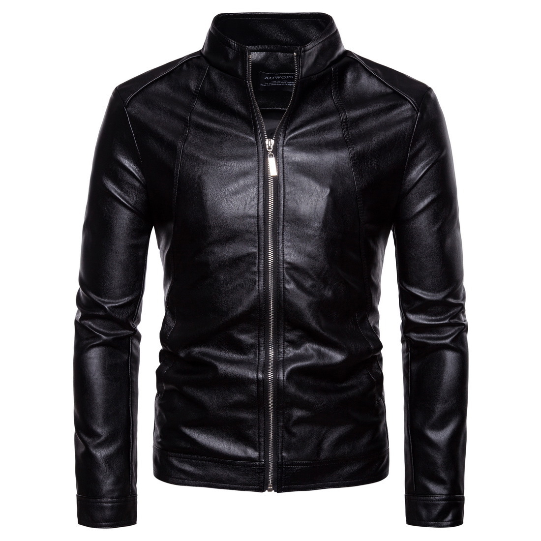 2022 Autumn New Arrival, Premium Stand Collar Men's Motorcycle Leather Jacket, Washed PU Leather Jacket, B041