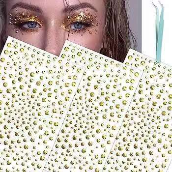 325 Pieces of Starry Sky Eye Makeup Stickers, Eye Rhinestone Stickers, Facial Decoration, Pearl Makeup, Concert Stage Nail Art Rhinestone Stickers