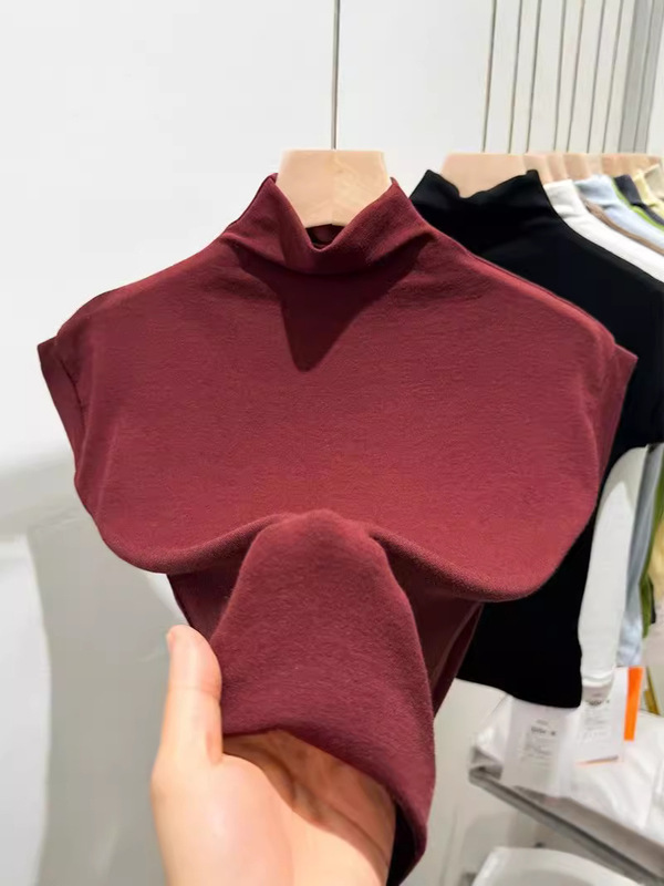 設計弾力底シャツ春秋半袖半高襟半袖底地デールモーダル修身tシャツ高襟|undefined