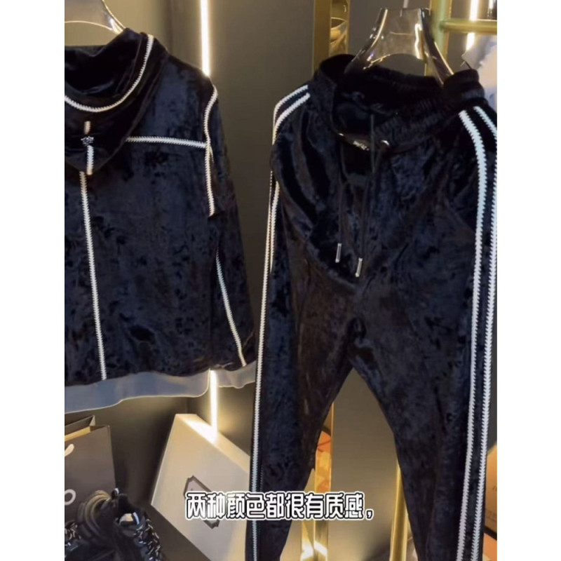 Autumn and Winter New Versatile Casual Suit Velvet Trousers Loose Hooded Zipper Cardigan Men's Jacket Two-Piece Set