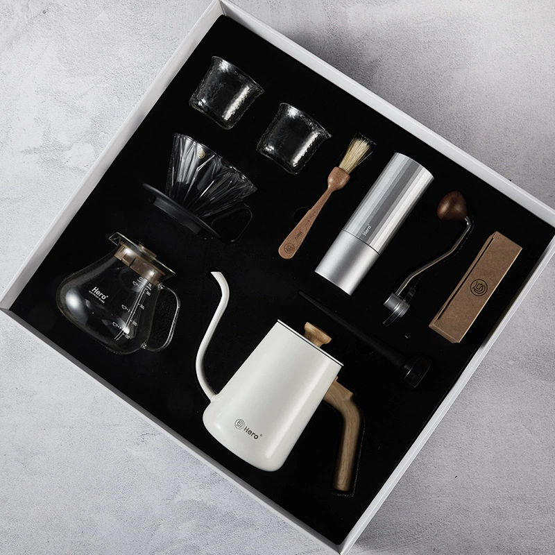 HERO professional version of hand -coffee pot gift box home cooking drip filter coffee pot grind bean machine hand flush pot set