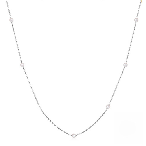 S925 sterling silver pearl stacked temperament clavicle necklace Japanese and Korean internet celebrity Douyin hot selling light luxury high-end wear necklace