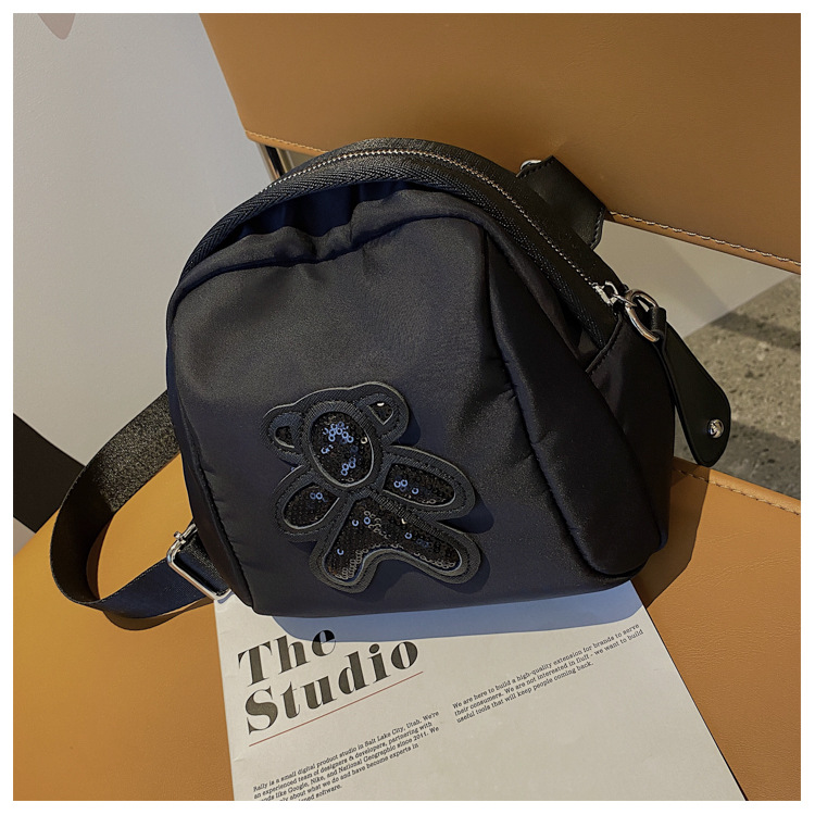 commuter leisure bear sequined Oxford cloth bag crossbody bag chest bag shell bag_voghion.com