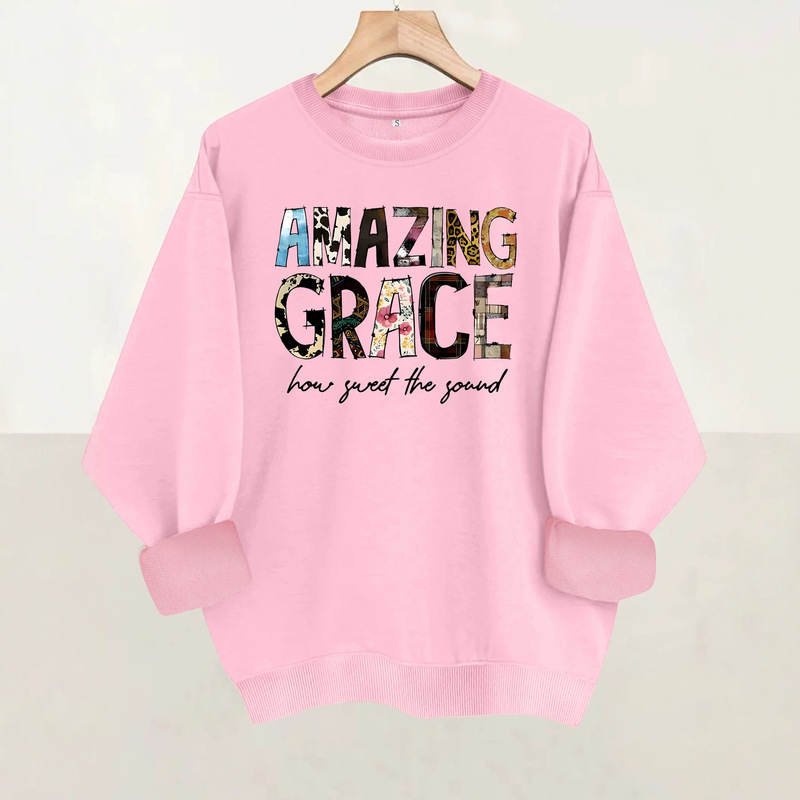 Amazon's new Miracle Grace letter-printed round-neck fleece sweatshirt for women, eBay European and American casual long-sleeve in stock Amazon's new Miracle Grace letter-printed round-neck fleece sweatshirt for women, eBay European and American casual long-sleeve in stock