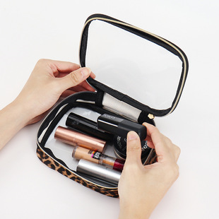 Factory new portable travel makeup brush leopard print cosmetic bag toiletry bag now wholesale cross-border e-commerce platform