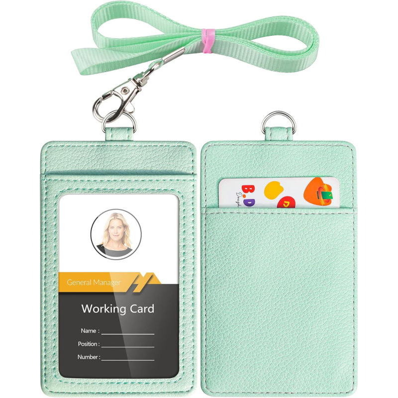 Amazon 新製品本革ワークカードカスタムメイド ID カードホルダーストラップ付き従業員学生学校 ID カードカスタマイズ|undefined