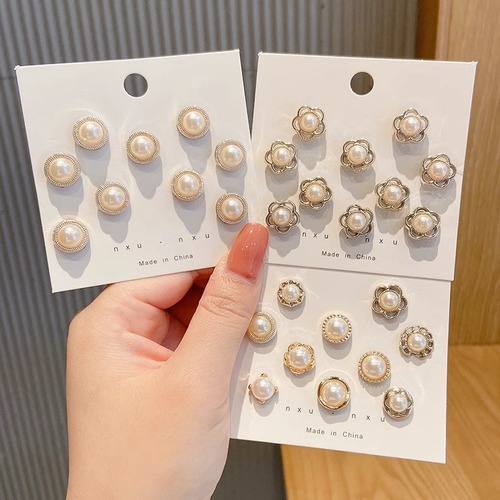 Collar anti-exposure button artifact invisible pearl brooch women's pin to fix clothes corsage shirt chest button pin