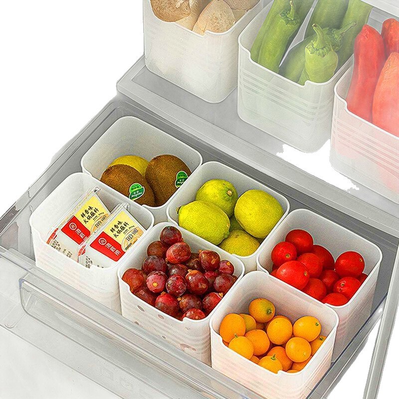 冷蔵庫内側ドア収納ボックス、仕分け収納ラック、食品野菜保存箱、ネギ、生姜、ニンニク密封瓶|undefined