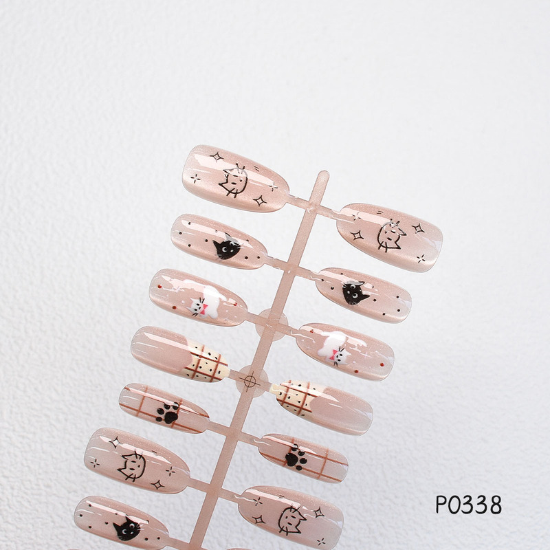 可爱萌宠韩系少女心长款氛围感穿戴甲猫眼小众ins美甲贴片nails|undefined